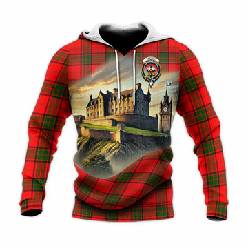 Maxtone Tartan Family Crest Knitted Hoodie with Scottish Ancient Castle Style Unisex Knitted Pullover Hoodie - Tartan Vibes Clothing