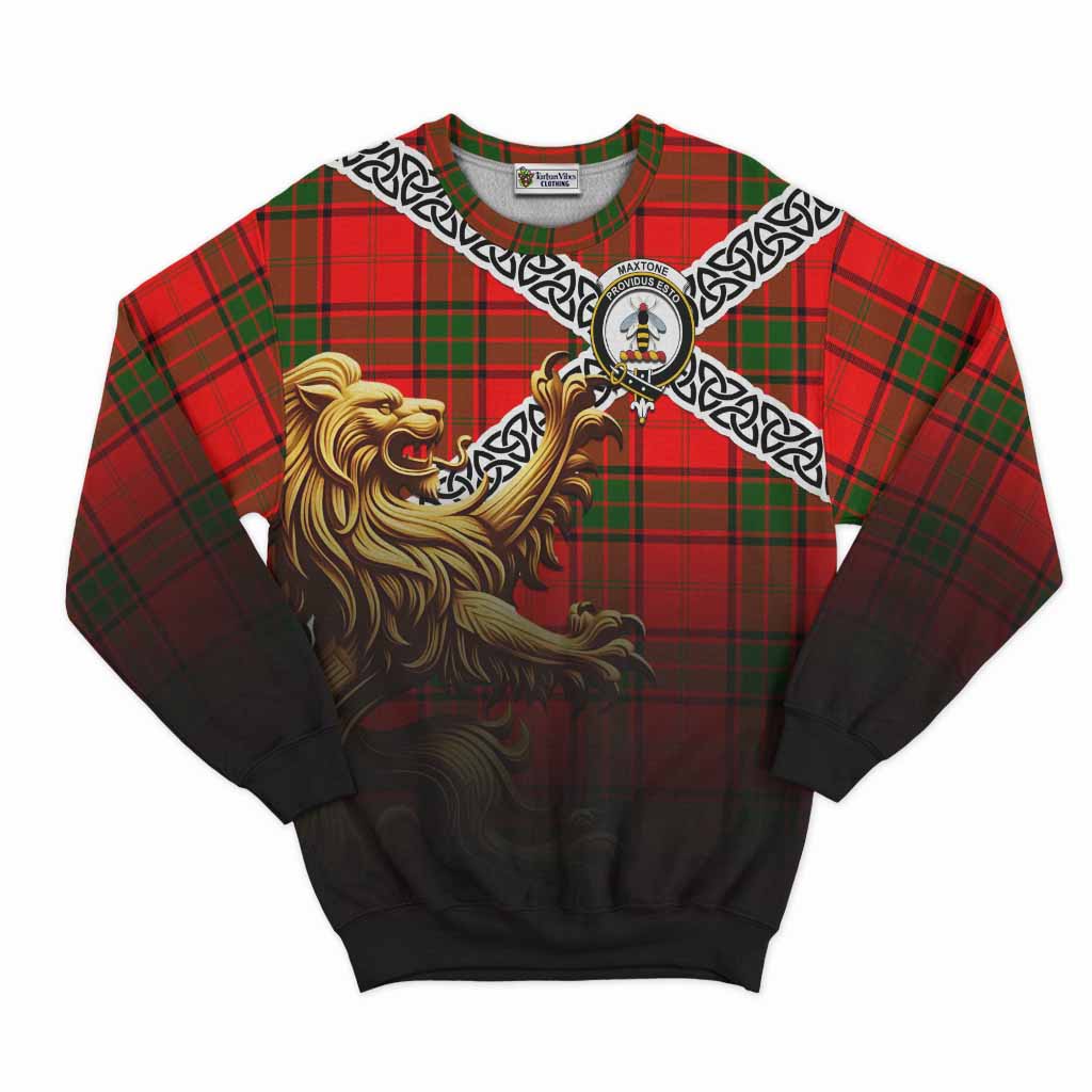 Maxtone Crest Tartan Sweatshirt with Golden Lion Emblem Celtic Style Unisex - Tartan Vibes Clothing