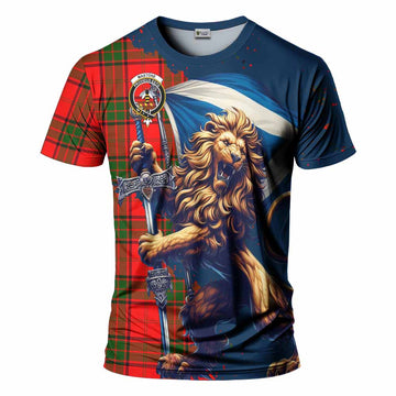 Maxtone Tartan Family Crest T-Shirt with Scottish Majestic Lion