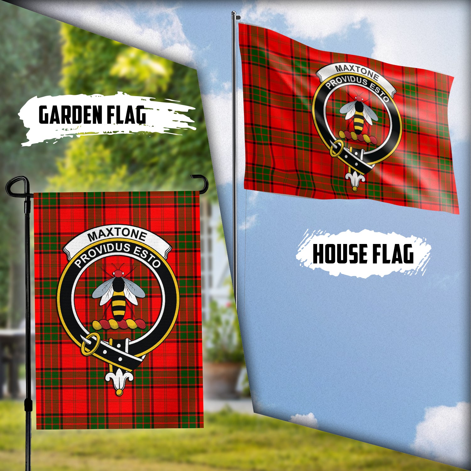 Maxtone Tartan Flag with Family Crest Garden Flag (Vertical) - Tartan Vibes Clothing