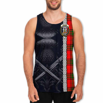 Maxtone Tartan Men's Tank Top with Family Crest Cross Sword Thistle Celtic Vibes Men - Tartan Vibes Clothing