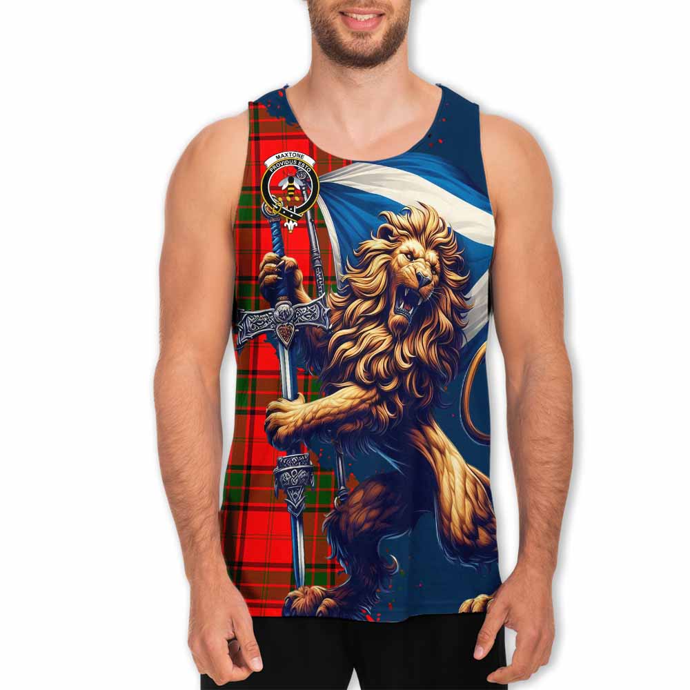 Tartan Vibes Clothing Maxtone Tartan Family Crest Men's Tank Top with Scottish Majestic Lion