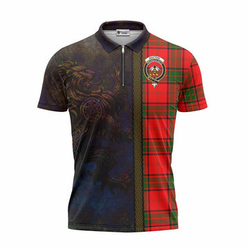 Maxtone Tartan Family Crest Zipper Polo Shirt Alba Gu Brath Be Brave Lion Ancient Style Unisex - Tartan Vibes Clothing
