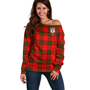 Maxtone Tartan Off Shoulder Women Sweater with Family Crest