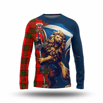 Maxtone Tartan Family Crest Long Sleeve T-Shirt with Scottish Majestic Lion