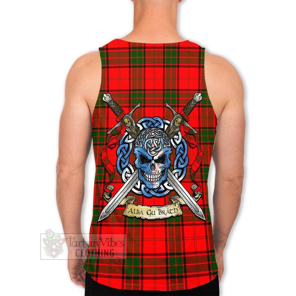 Tartan Vibes Clothing Maxtone Tartan Men's Tank Top with Family Crest Celtic Skull Style