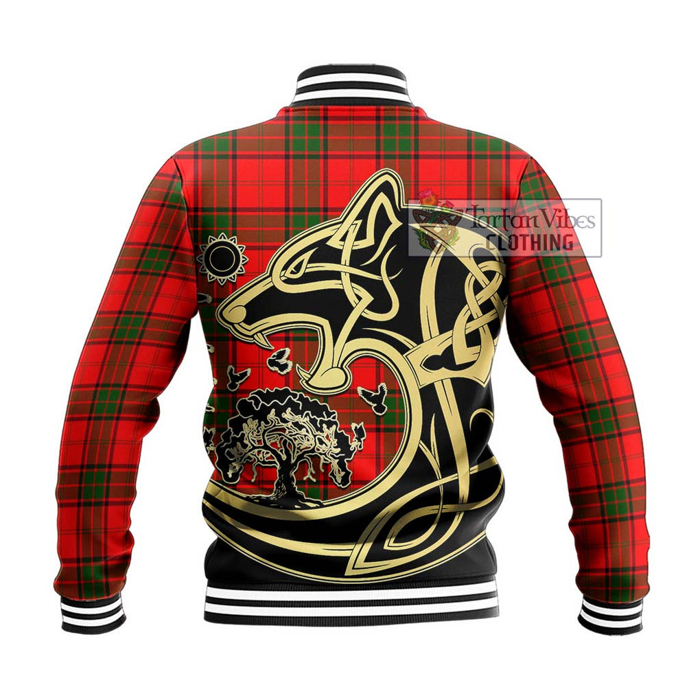 Maxtone Tartan Baseball Jacket with Family Crest Celtic Wolf Style - Tartan Vibes Clothing
