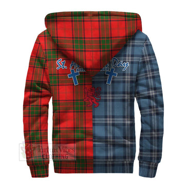 Maxtone Tartan Sherpa Hoodie Happy St. Andrew's Day Half Tartan Style