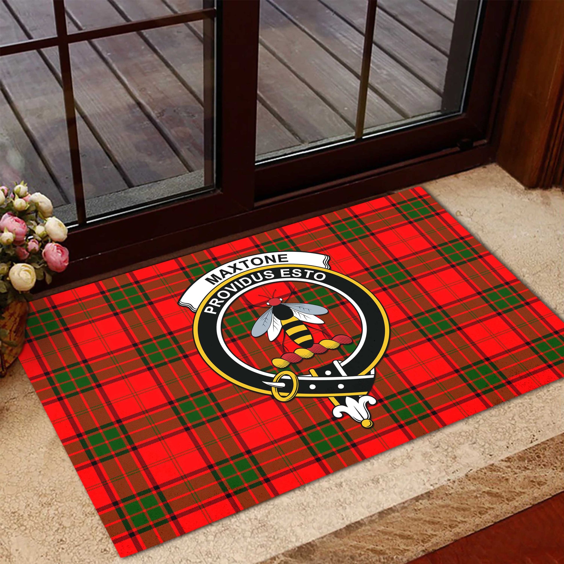 Maxtone Tartan Door Mat with Family Crest - Tartanvibesclothing