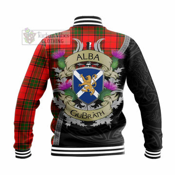 Maxtone Tartan Family Crest Baseball Jacket Lion Rampant Royal Thistle Shield Celtic Inspired - Tartan Vibes Clothing