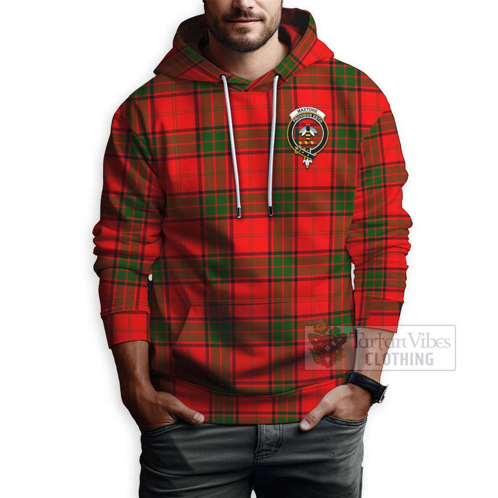 Tartan Vibes Clothing Maxtone Tartan Hoodie with Family Crest and Bearded Skull Holding Bottles of Whiskey