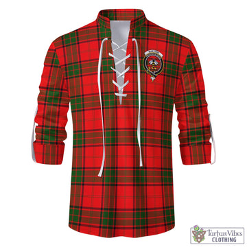 Maxtone Tartan Men's Scottish Traditional Jacobite Ghillie Kilt Shirt with Family Crest