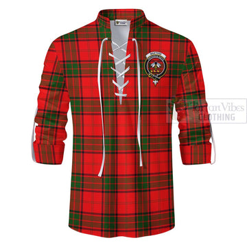 Maxtone Tartan Ghillie Kilt Shirt with Family Crest and Bearded Skull Holding Bottles of Whiskey - Tartan Vibes Clothing