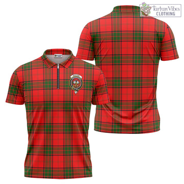Maxtone Tartan Zipper Polo Shirt with Family Crest - Tartan Vibes Clothing