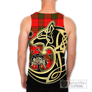 Maxtone Tartan Men's Tank Top with Family Crest Celtic Wolf Style