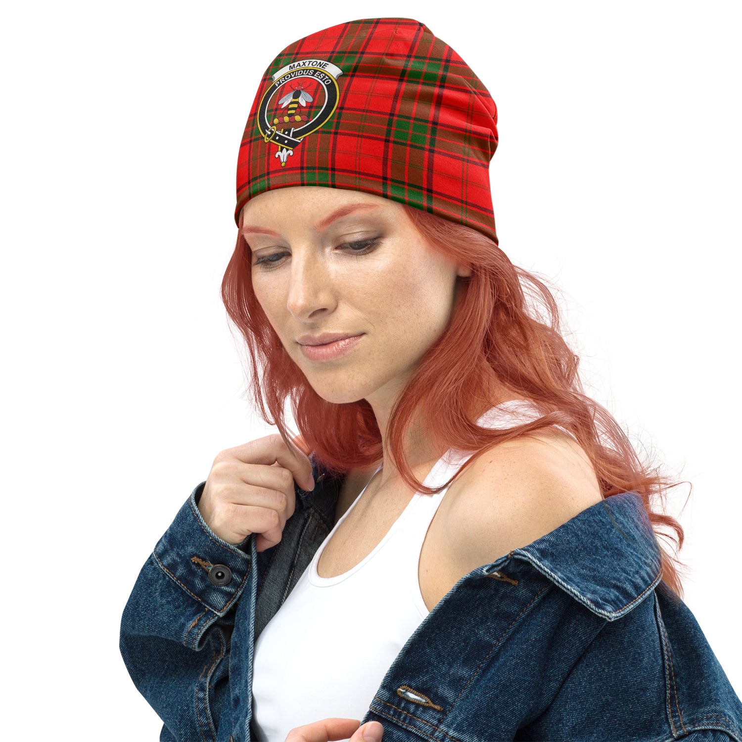 Maxtone Tartan Beanies Hat with Family Crest - Tartan Vibes Clothing