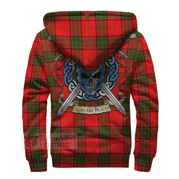 Maxtone Tartan Sherpa Hoodie with Family Crest Celtic Skull Style