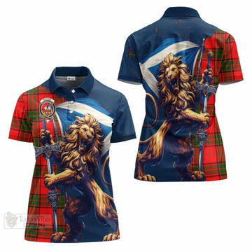 Maxtone Tartan Family Crest Women's Polo Shirt with Scottish Majestic Lion