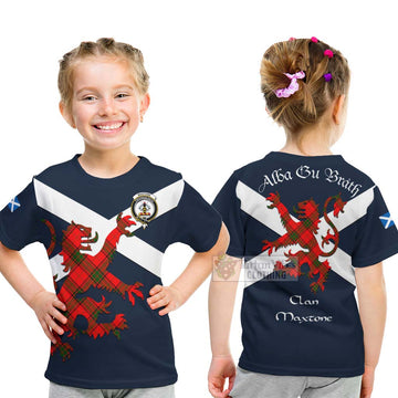 Maxtone Tartan Lion Rampant Kid T-Shirt Proudly Display Your Heritage with Alba Gu Brath and Clan Name