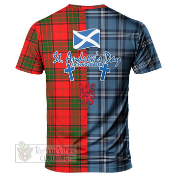 Maxtone Tartan T-Shirt Happy St. Andrew's Day Half Tartan Style