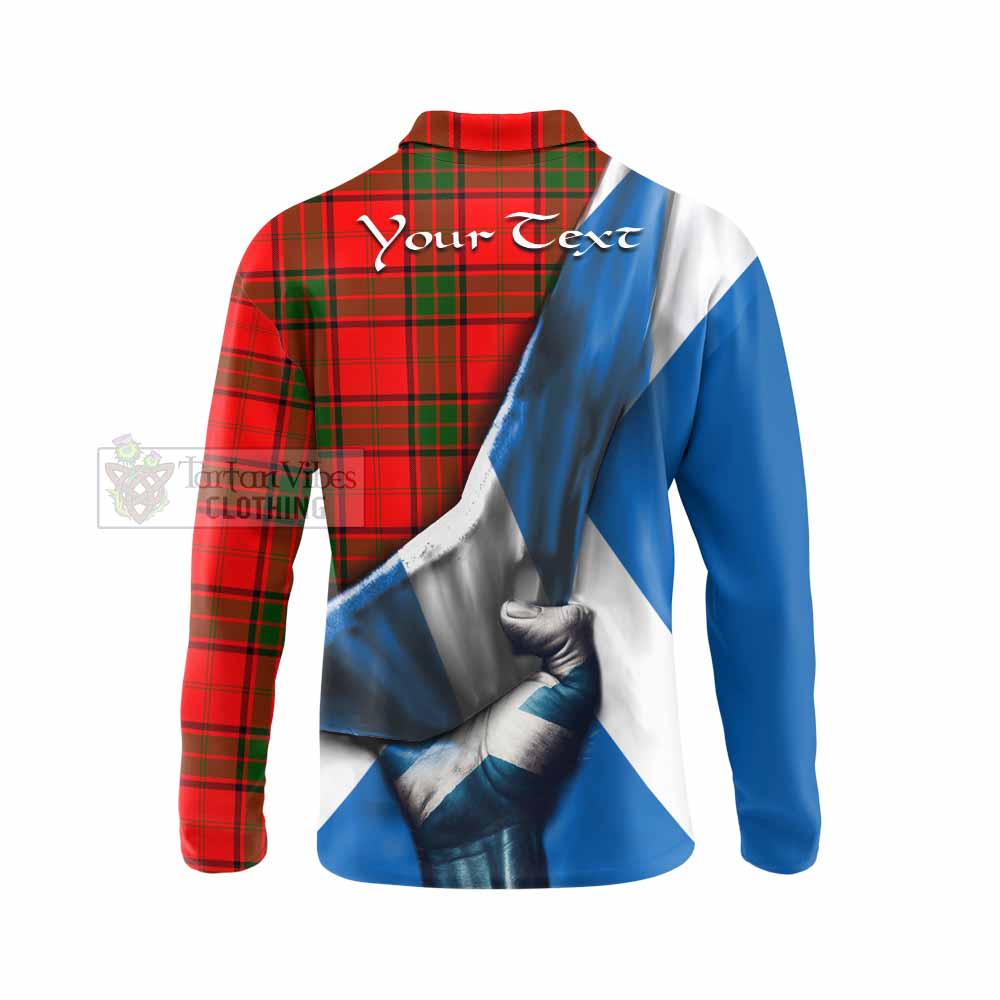 Tartan Vibes Clothing Maxtone Tartan Long Sleeve Polo Shirt with Family Crest Scotland Patriotic Style