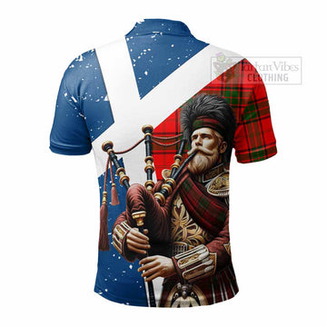 Maxtone Tartan Polo Shirt with Family Crest Scottish Bagpiper Vibes