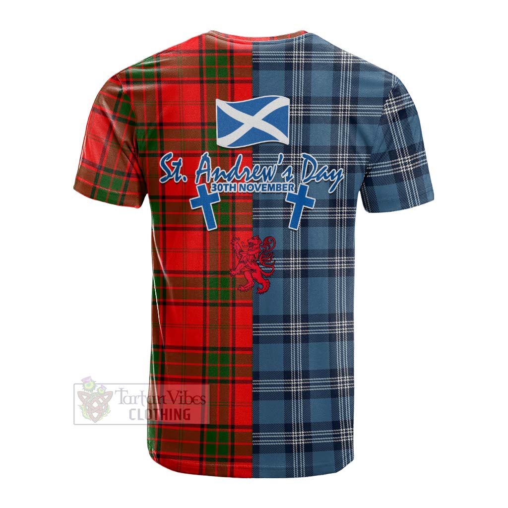 Tartan Vibes Clothing Maxtone Tartan Cotton T-shirt Happy St. Andrew's Day Half Tartan Style