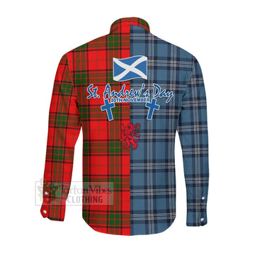 Maxtone Tartan Long Sleeve Button Shirt Happy St. Andrew's Day Half Tartan Style