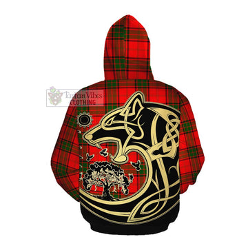 Maxtone Tartan Cotton Hoodie with Family Crest Celtic Wolf Style Pullover Hoodie - Tartan Vibes Clothing