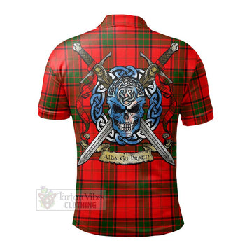 Maxtone Tartan Polo Shirt with Family Crest Celtic Skull Style