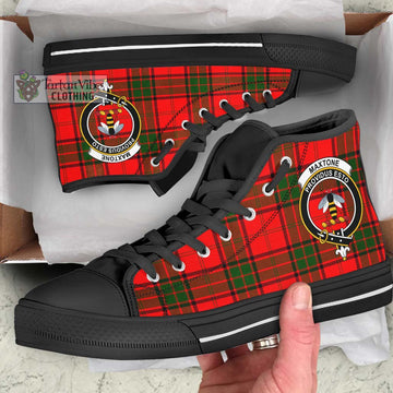Maxtone Tartan High Top Shoes with Family Crest - Tartan Vibes Clothing