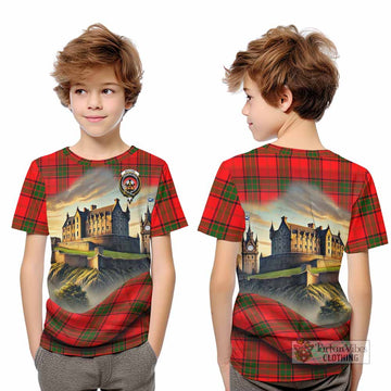 Maxtone Tartan Family Crest Kid T-Shirt with Scottish Ancient Castle Style - Tartan Vibes Clothing