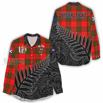 Maxtone Crest Tartan Women's Casual Shirt with New Zealand Silver Fern Half Style