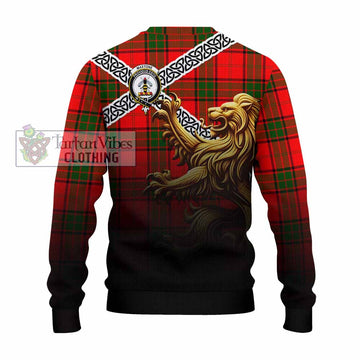 Maxtone Crest Tartan Knitted Sweater with Golden Lion Emblem Celtic Style - Tartan Vibes Clothing