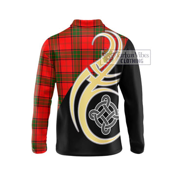 Maxtone Tartan Long Sleeve Polo Shirt with Family Crest and Celtic Symbol Style - Tartan Vibes Clothing