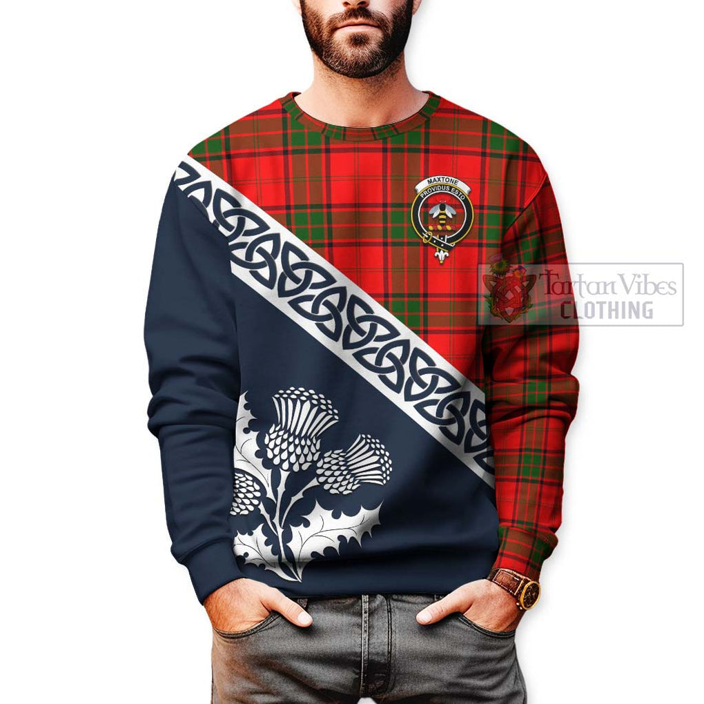 Maxtone Tartan Sweatshirt Featuring Thistle and Scotland Map - Tartan Vibes Clothing