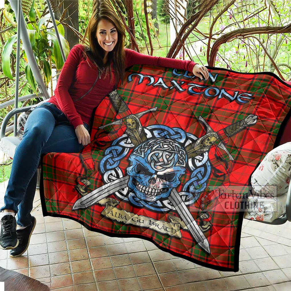 Tartan Vibes Clothing Maxtone Tartan Quilt with Celtic Skull Alba Gu Brath Style