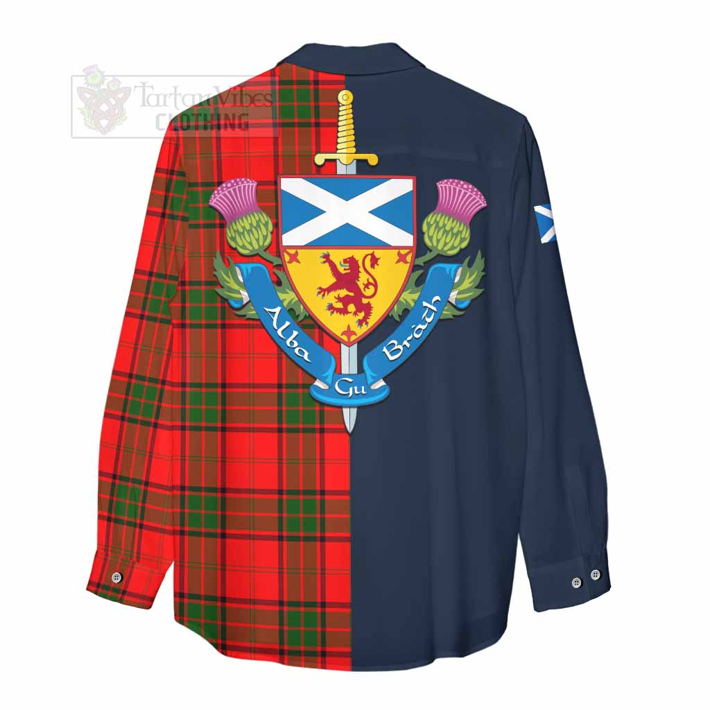 Tartan Vibes Clothing Maxtone Tartan Women's Casual Shirt Alba with Scottish Lion Royal Arm Half Style