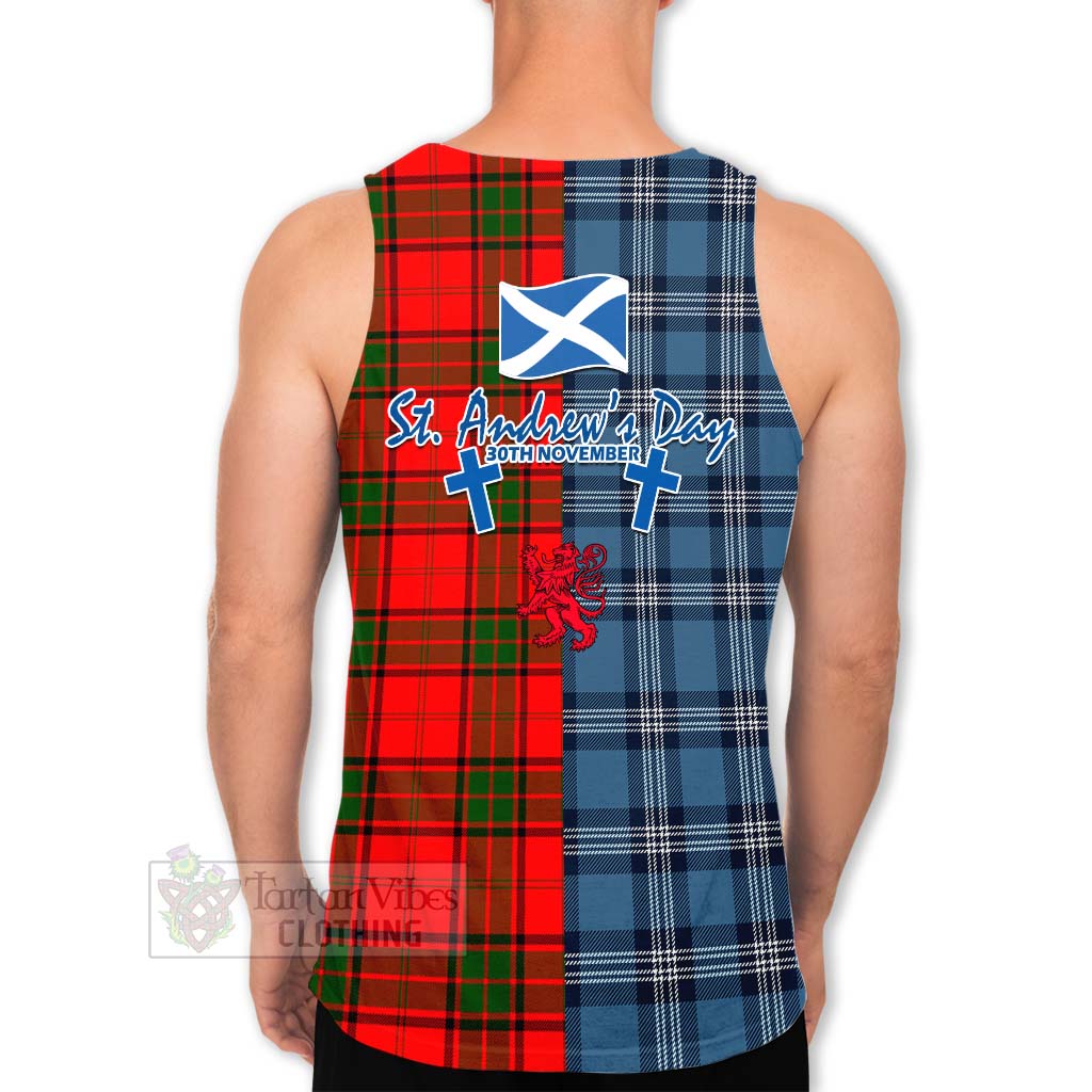 Tartan Vibes Clothing Maxtone Tartan Men's Tank Top Happy St. Andrew's Day Half Tartan Style