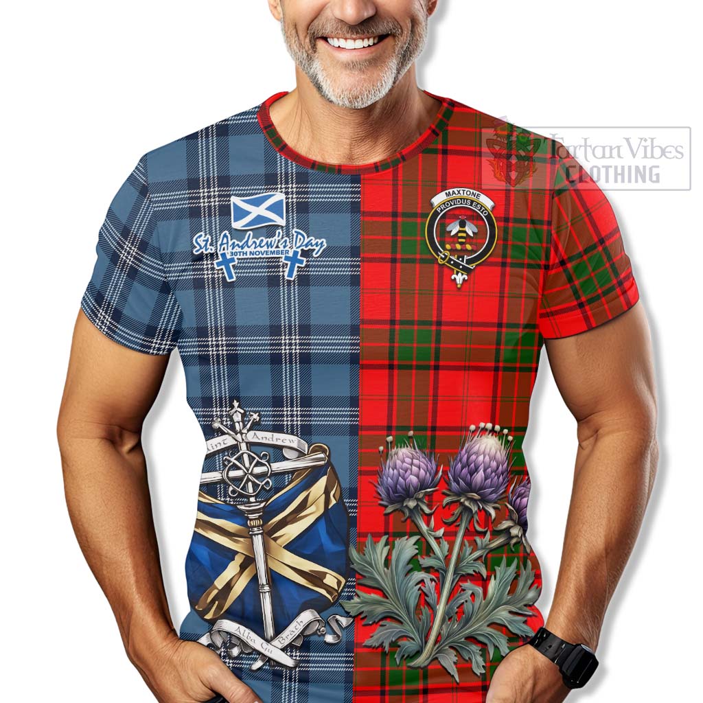 Tartan Vibes Clothing Maxtone Tartan T-Shirt Happy St. Andrew's Day Half Tartan Style