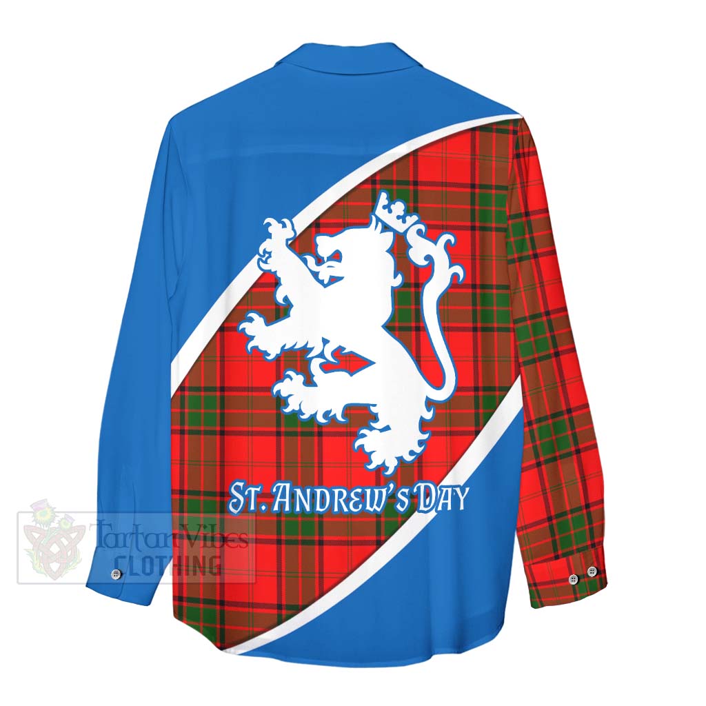 Tartan Vibes Clothing Maxtone Family Crest Tartan Women's Casual Shirt Celebrate Saint Andrew's Day in Style