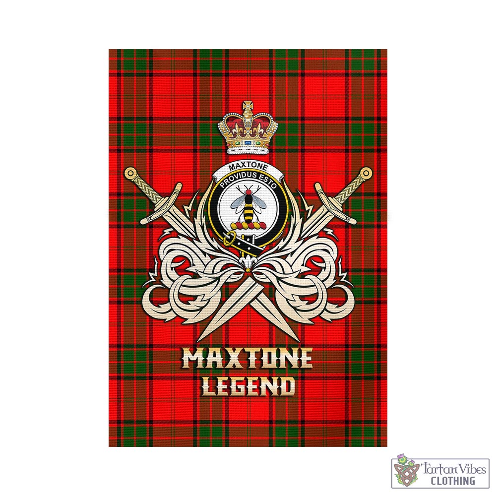 Tartan Vibes Clothing Maxtone Tartan Flag with Clan Crest and the Golden Sword of Courageous Legacy