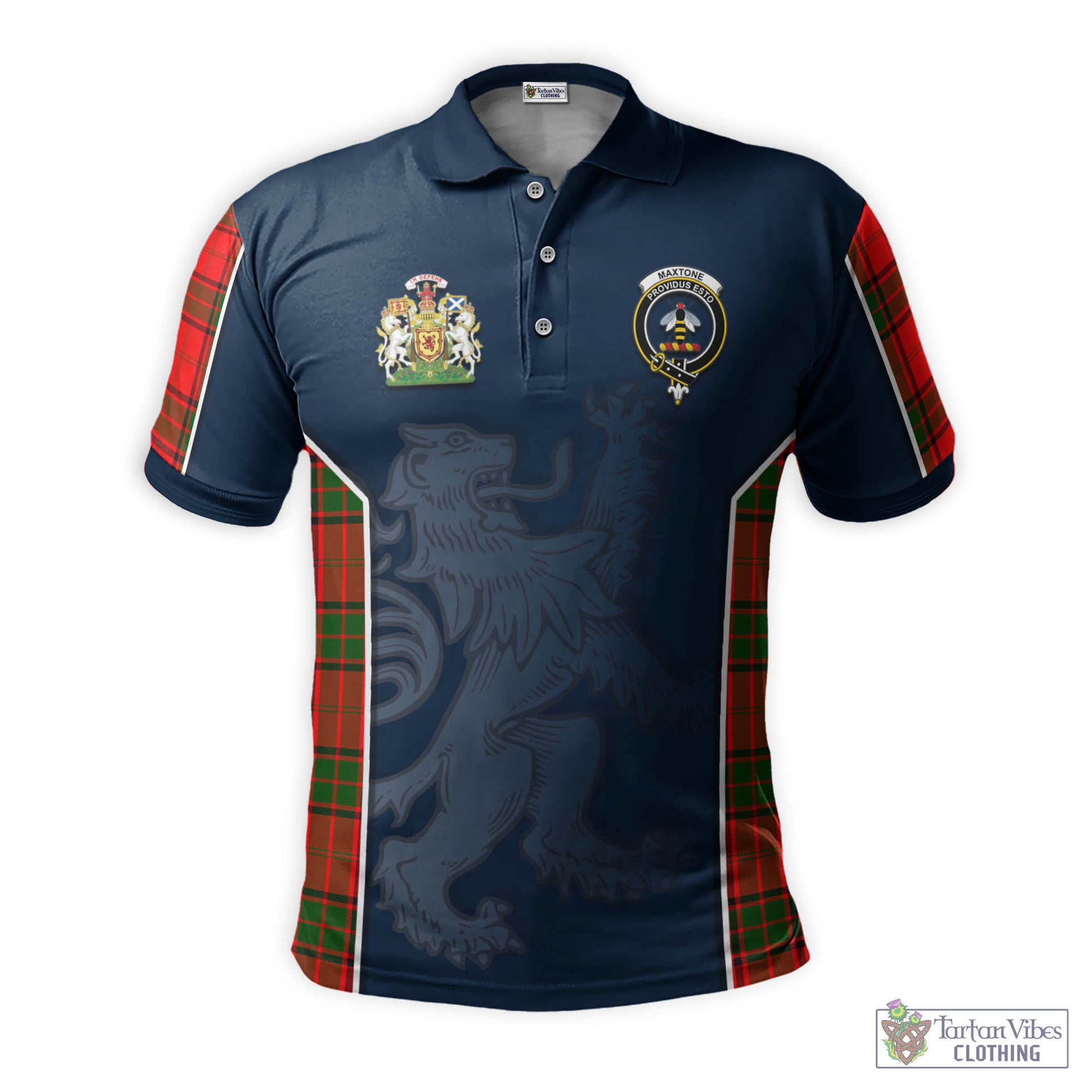 Tartan Vibes Clothing Maxtone Tartan Men's Polo Shirt with Family Crest and Lion Rampant Vibes Sport Style