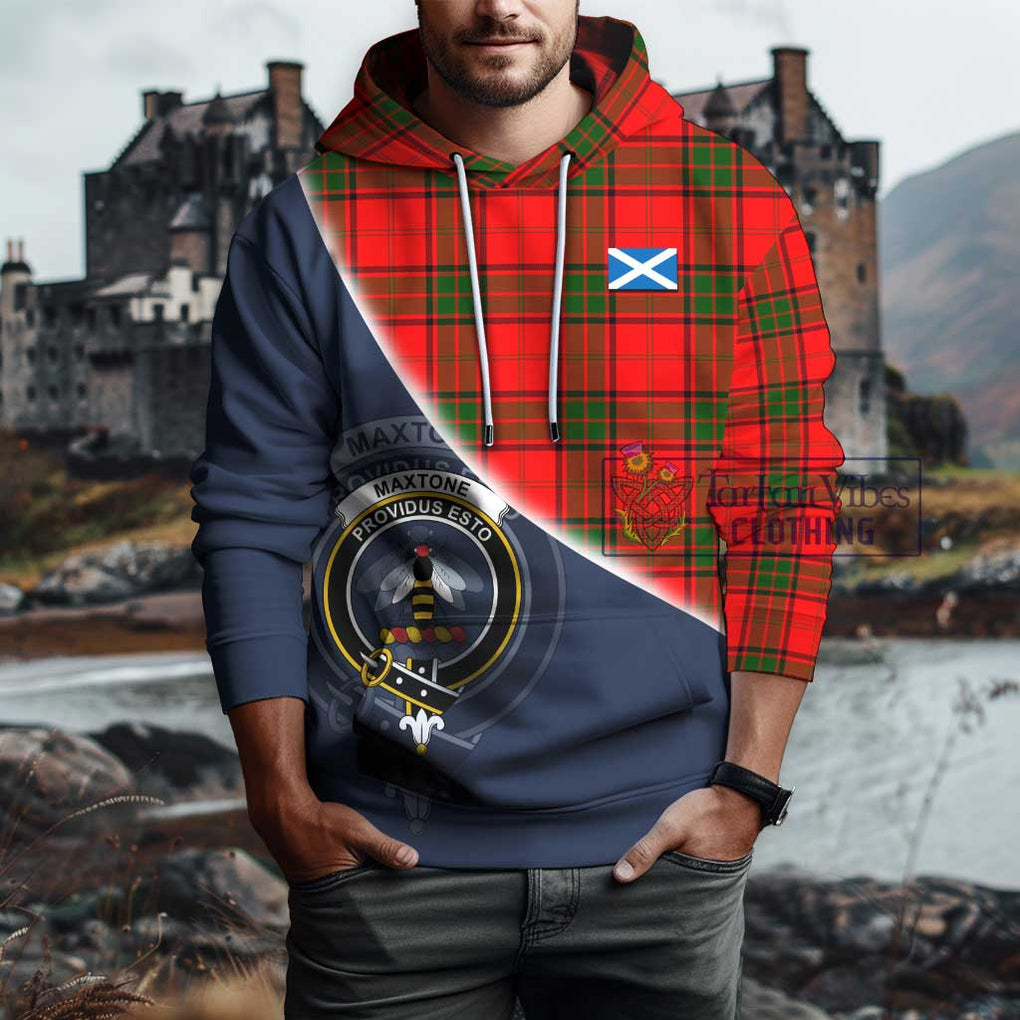 Maxtone Tartan Hoodie with Personalised National Flag and Family Crest Half Style - Tartanvibesclothing Shop