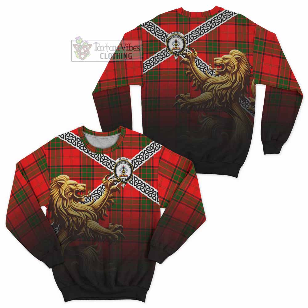 Maxtone Crest Tartan Sweatshirt with Golden Lion Emblem Celtic Style - Tartan Vibes Clothing