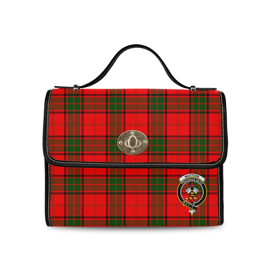 maxtone-tartan-leather-strap-waterproof-canvas-bag-with-family-crest