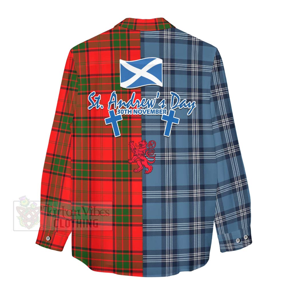 Tartan Vibes Clothing Maxtone Tartan Women's Casual Shirt Happy St. Andrew's Day Half Tartan Style