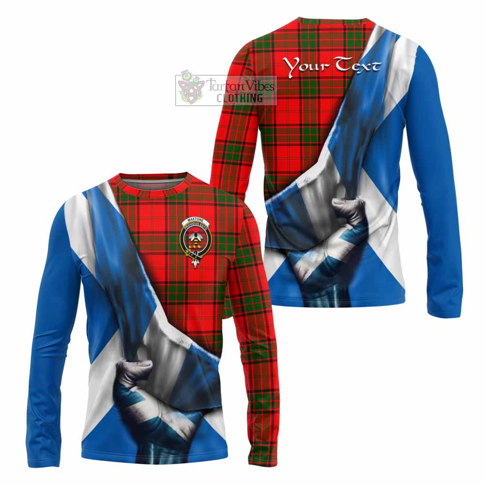 Tartan Vibes Clothing Maxtone Tartan Long Sleeve T-Shirt with Family Crest Scotland Patriotic Style