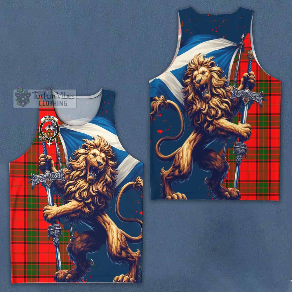 Tartan Vibes Clothing Maxtone Tartan Family Crest Men's Tank Top with Scottish Majestic Lion