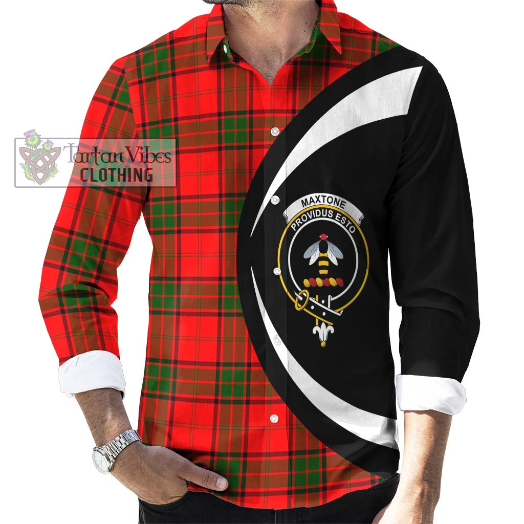 Maxtone Tartan Long Sleeve Button Up with Family Crest Circle Style - Tartan Vibes Clothing